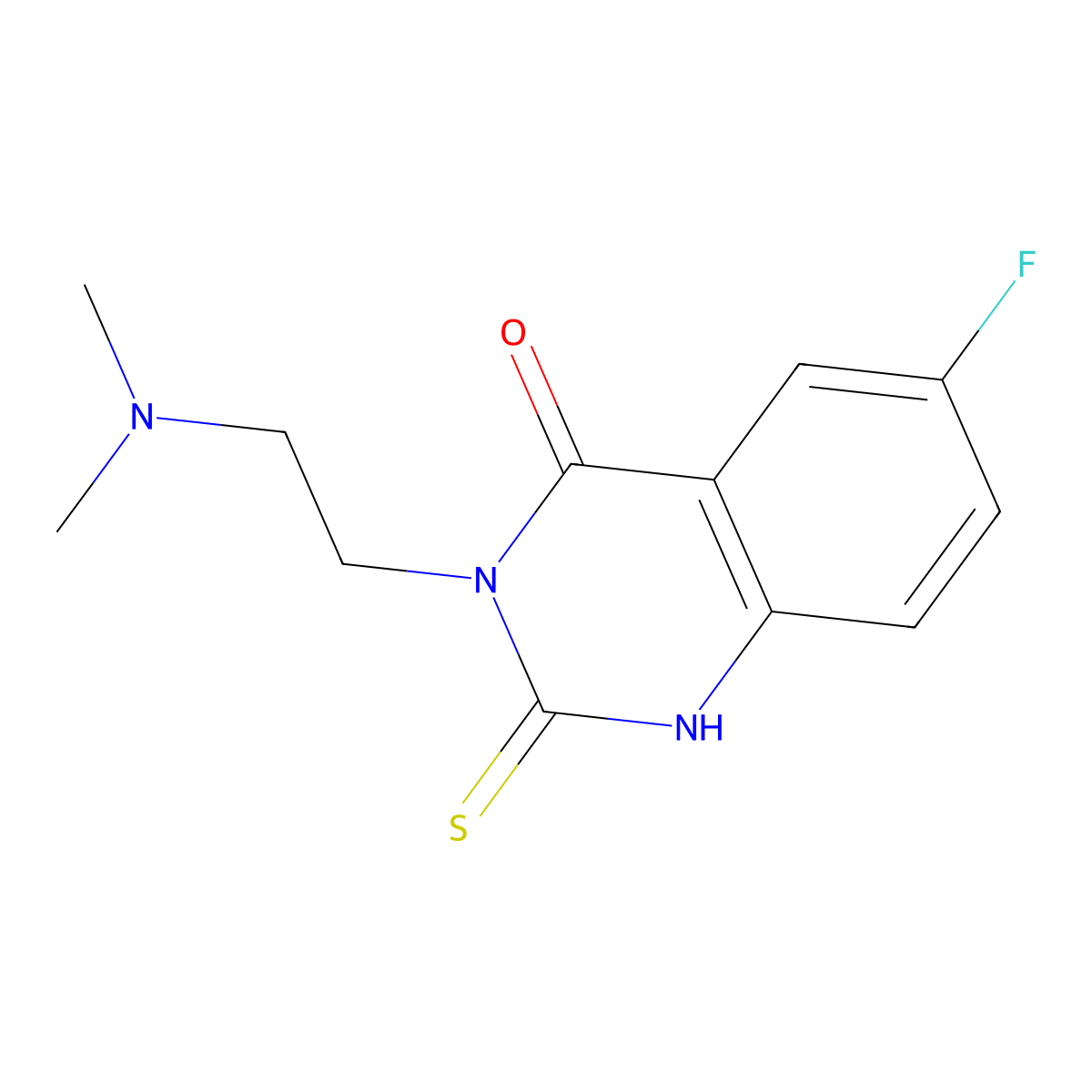 3-(2-(dimethylamino)ethyl)-6-fluoro-2-thioxo-2,3-dihydroquinazolin-4(1H)-one molecular structure, CAS 422526-75-8