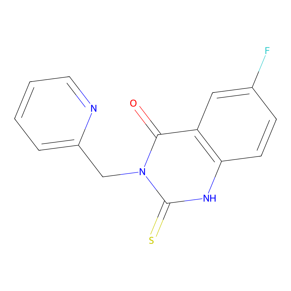 6-fluoro-3-(pyridin-2-ylmethyl)-2-sulfanylidene-1H-quinazolin-4-one molecular structure, CAS 422526-80-5
