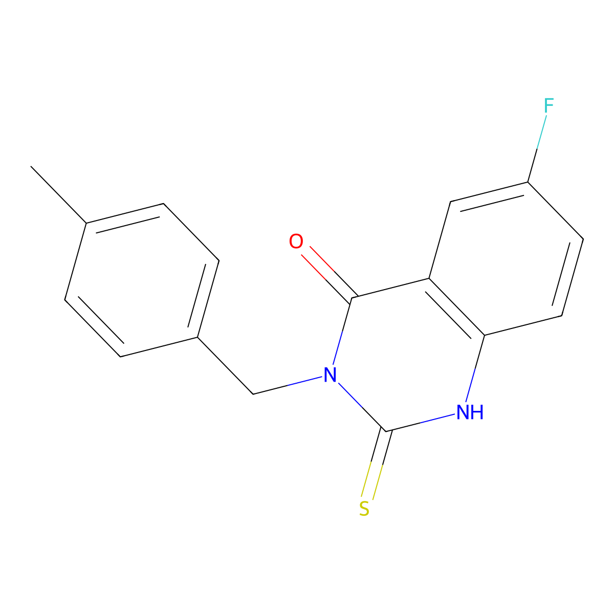 6-fluoro-3-[(4-methylphenyl)methyl]-2-sulfanylidene-1H-quinazolin-4-one molecular structure, CAS 422526-84-9