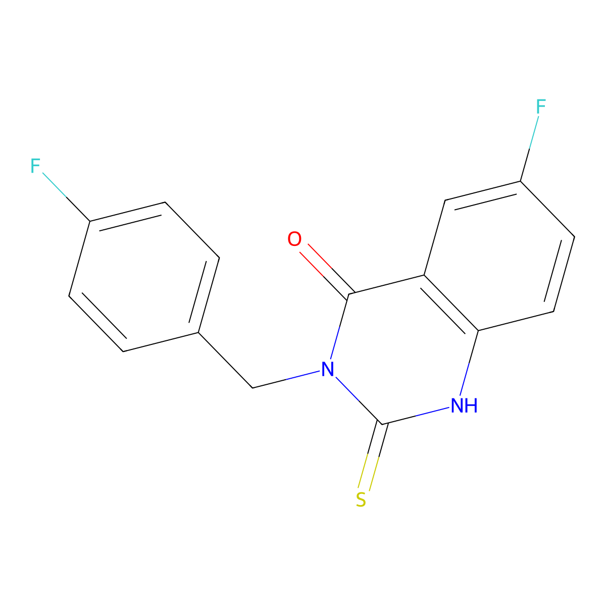 6-fluoro-3-[(4-fluorophenyl)methyl]-2-sulfanylidene-1H-quinazolin-4-one molecular structure, CAS 422526-86-1