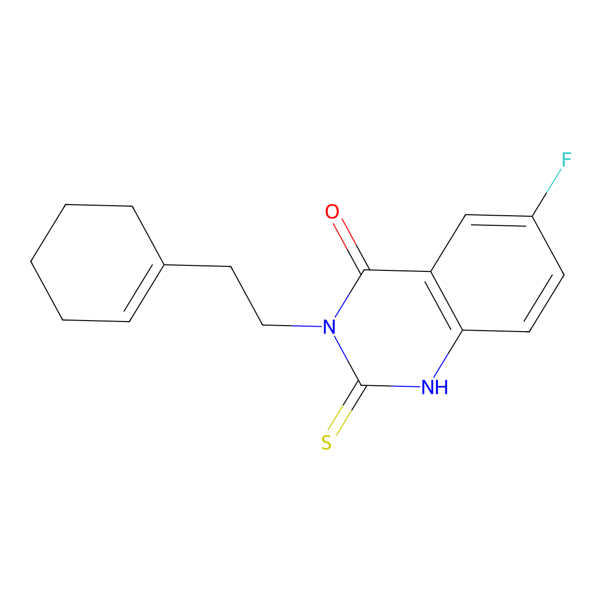 3-[2-(cyclohexen-1-yl)ethyl]-6-fluoro-2-sulfanylidene-1H-quinazolin-4-one molecular structure, CAS 422526-87-2