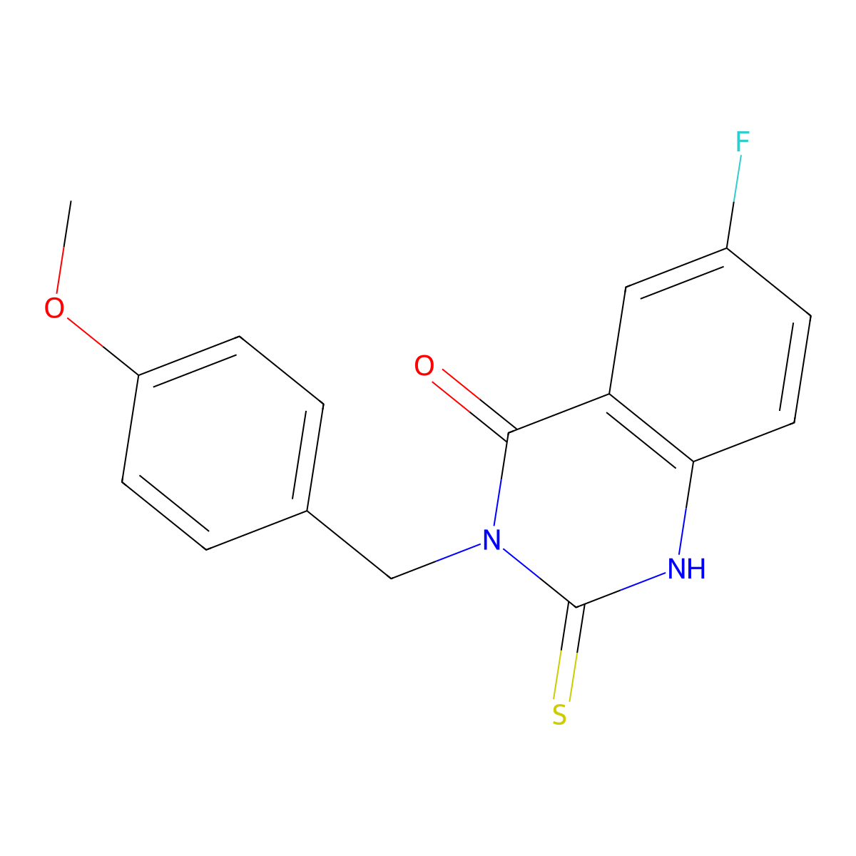 6-fluoro-3-[(4-methoxyphenyl)methyl]-2-sulfanylidene-1H-quinazolin-4-one molecular structure, CAS 422526-90-7