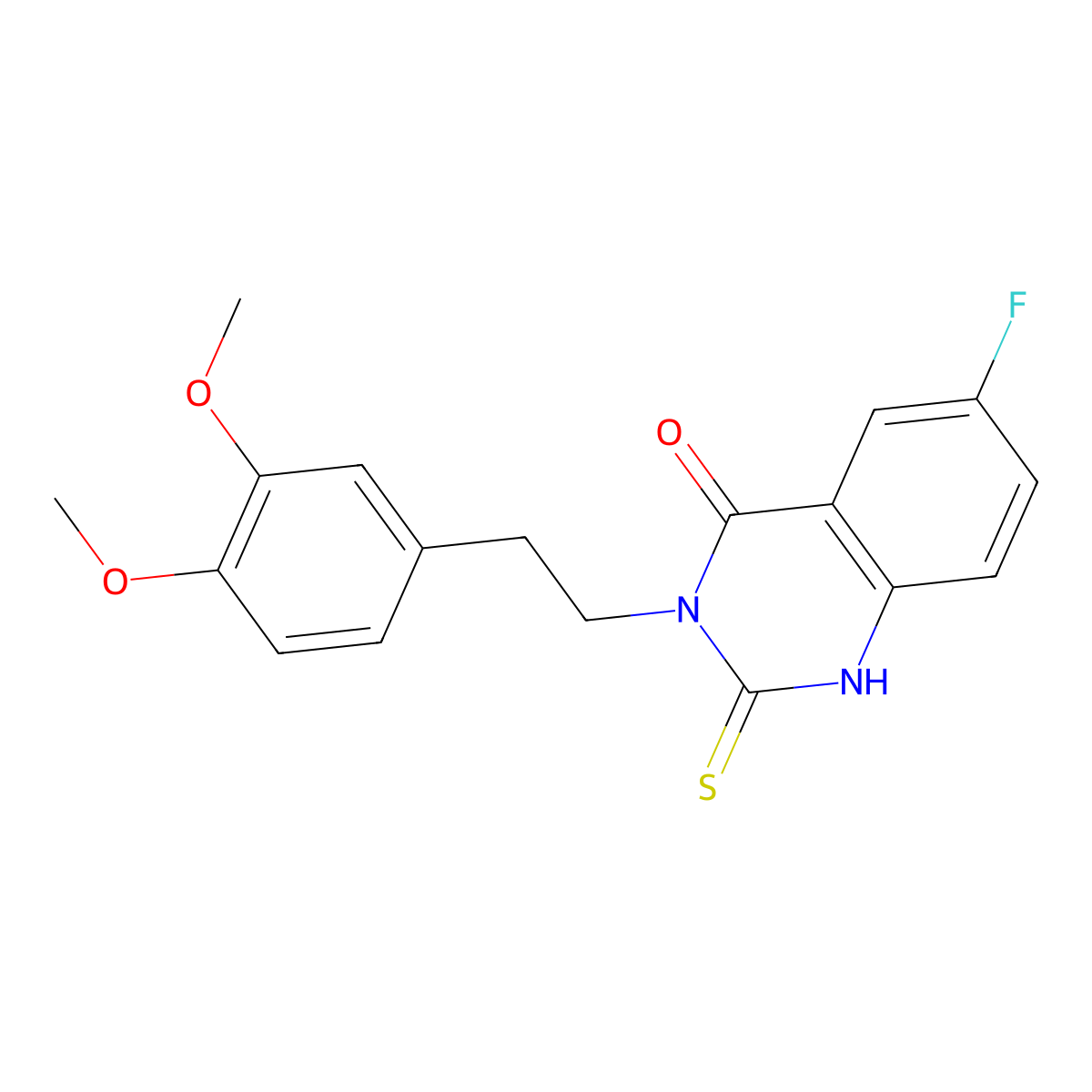 3-[2-(3,4-dimethoxyphenyl)ethyl]-6-fluoro-2-sulfanylidene-1H-quinazolin-4-one molecular structure, CAS 422526-97-4