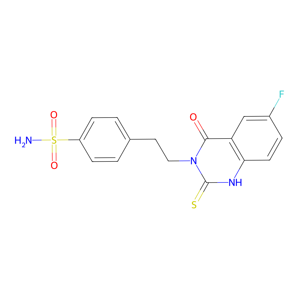 4-[2-(6-fluoro-4-oxo-2-sulfanylidene-1H-quinazolin-3-yl)ethyl]benzenesulfonamide molecular structure, CAS 422526-99-6