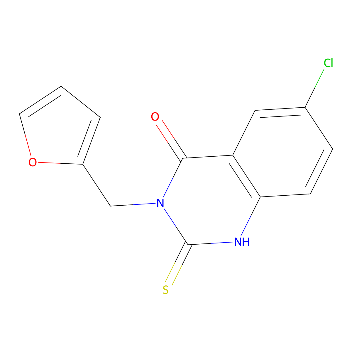 6-chloro-3-(furan-2-ylmethyl)-2-sulfanylidene-1H-quinazolin-4-one molecular structure, CAS 422527-06-8