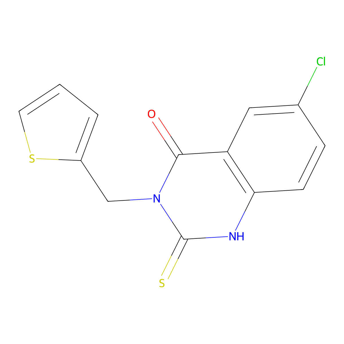 6-chloro-2-sulfanylidene-3-(thiophen-2-ylmethyl)-1H-quinazolin-4-one molecular structure, CAS 422527-11-5
