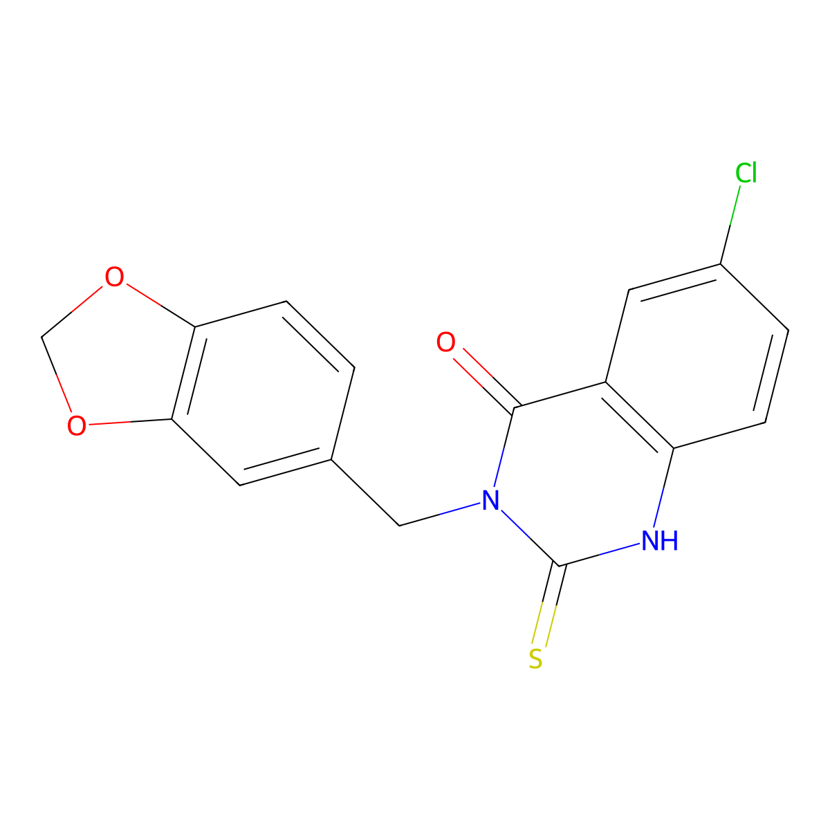 3-(1,3-benzodioxol-5-ylmethyl)-6-chloro-2-sulfanylidene-1H-quinazolin-4-one molecular structure, CAS 422527-25-1