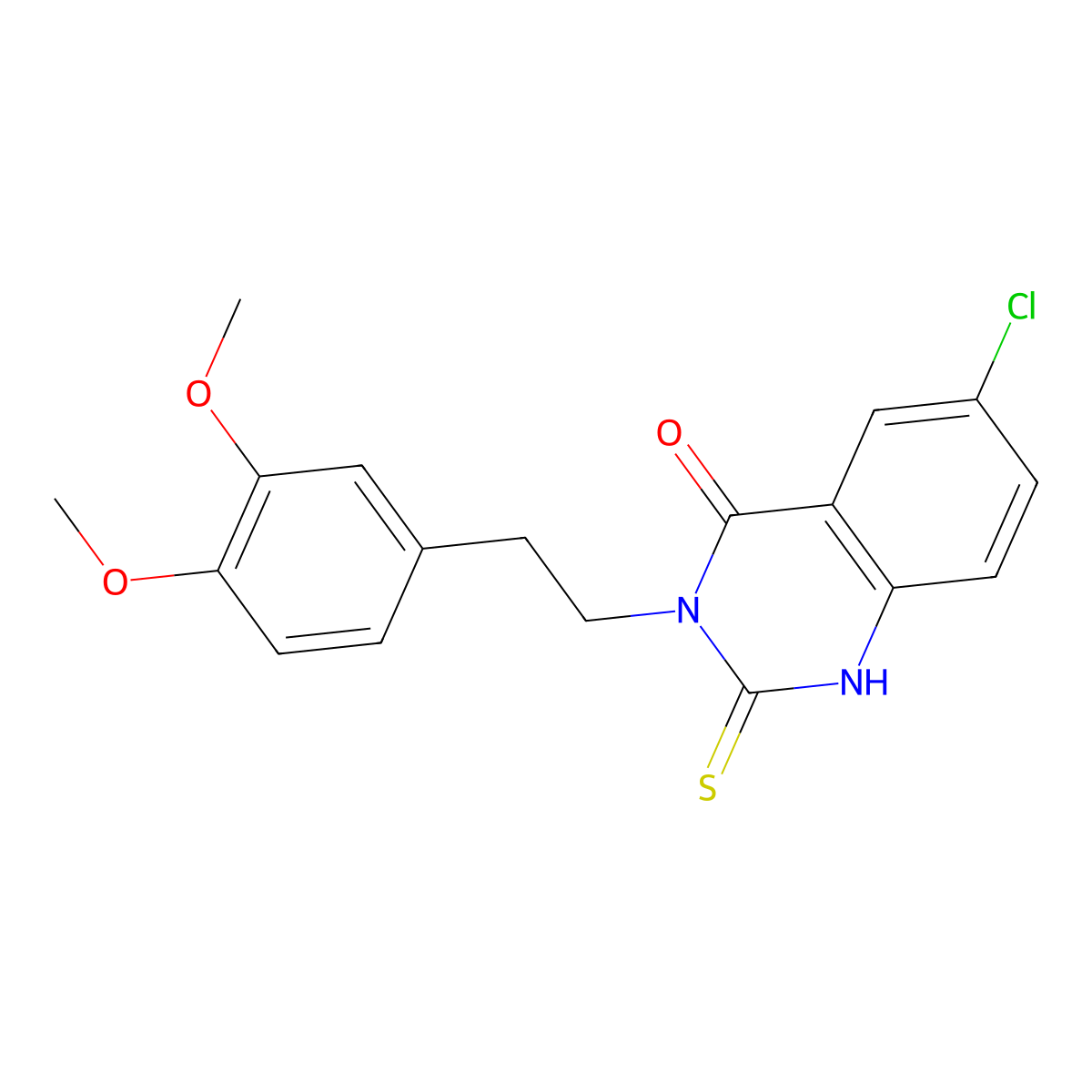 6-chloro-3-[2-(3,4-dimethoxyphenyl)ethyl]-2-sulfanylidene-1H-quinazolin-4-one molecular structure, CAS 422527-27-3