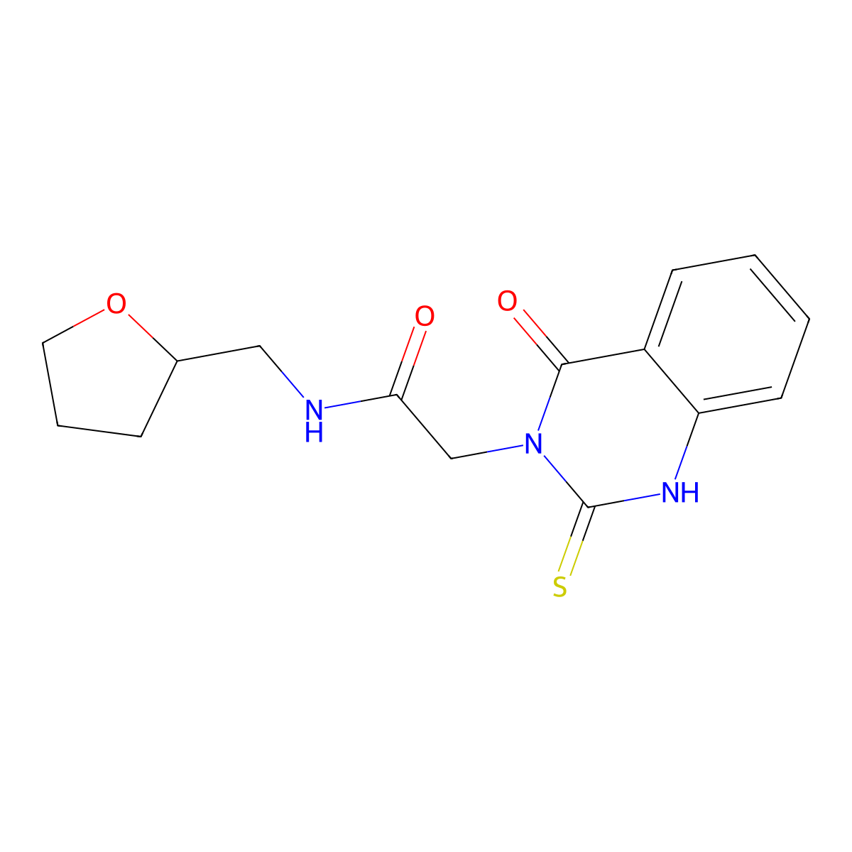 N-(oxolan-2-ylmethyl)-2-(4-oxo-2-sulfanylidene-1H-quinazolin-3-yl)acetamide molecular structure, CAS 422527-46-6