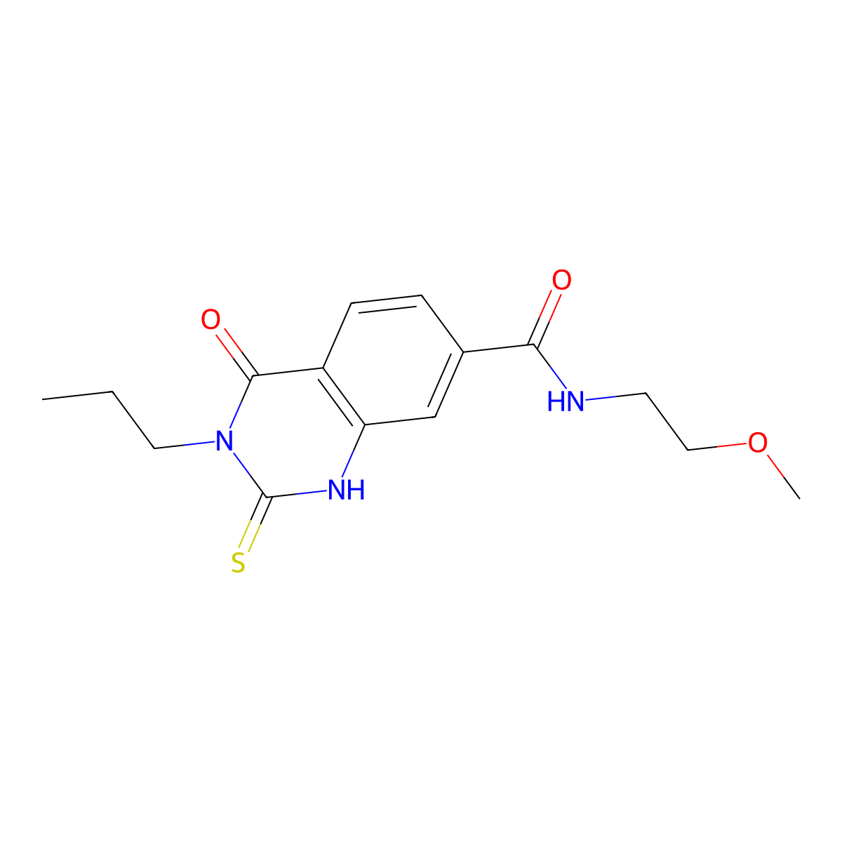 N-(2-methoxyethyl)-4-oxo-3-propyl-2-sulfanylidene-1H-quinazoline-7-carboxamide molecular structure, CAS 422527-50-2