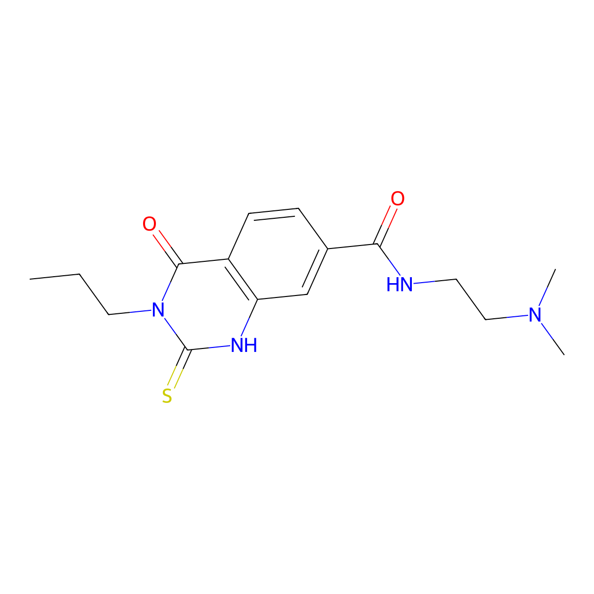 N-(2-(dimethylamino)ethyl)-4-oxo-3-propyl-2-thioxo-1,2,3,4-tetrahydroquinazoline-7-carboxamide molecular structure, CAS 422527-63-7