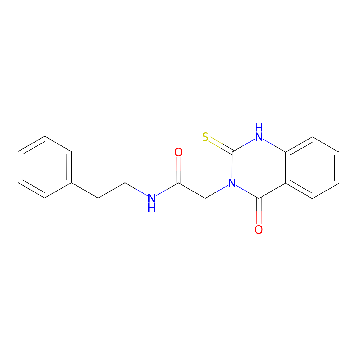 2-(4-oxo-2-thioxo-1,4-dihydroquinazolin-3(2H)-yl)-N-(2-phenylethyl)acetamide molecular structure, CAS 422527-69-3