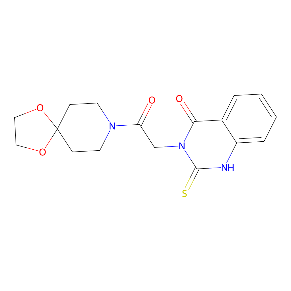 3-[2-(1,4-dioxa-8-azaspiro[4.5]decan-8-yl)-2-oxoethyl]-2-sulfanylidene-1H-quinazolin-4-one molecular structure, CAS 422527-86-4
