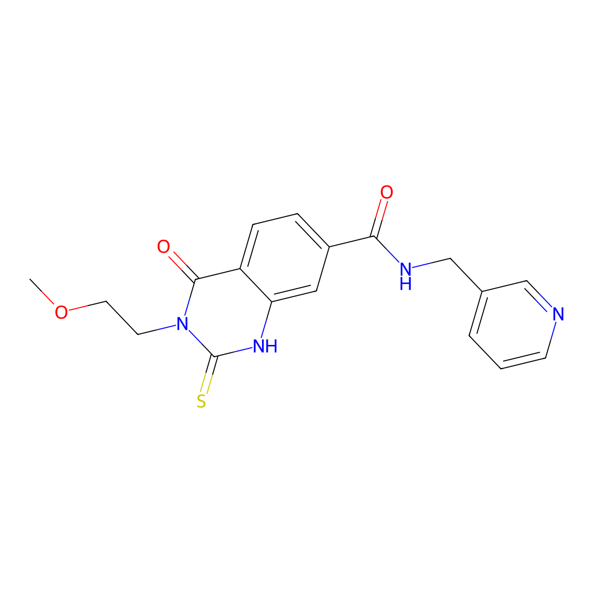 3-(2-methoxyethyl)-4-oxo-N-(pyridin-3-ylmethyl)-2-sulfanylidene-1H-quinazoline-7-carboxamide molecular structure, CAS 422528-01-6