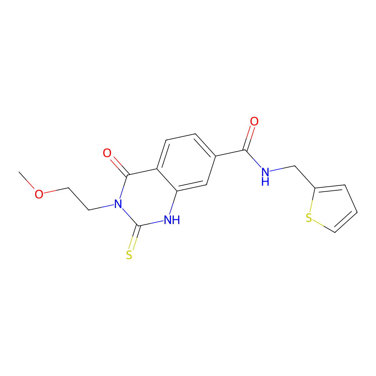 3-(2-methoxyethyl)-4-oxo-2-sulfanylidene-N-(thiophen-2-ylmethyl)-1H-quinazoline-7-carboxamide molecular structure, CAS 422528-08-3