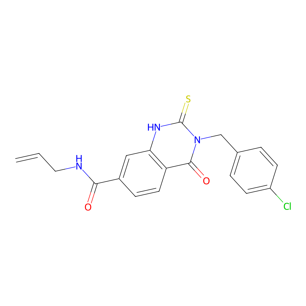 3-[(4-chlorophenyl)methyl]-4-oxo-N-prop-2-enyl-2-sulfanylidene-1H-quinazoline-7-carboxamide molecular structure, CAS 422528-24-3