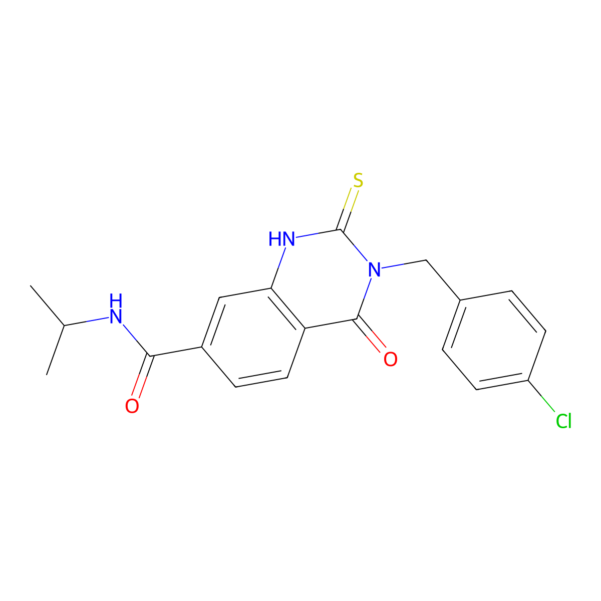 3-[(4-chlorophenyl)methyl]-4-oxo-N-propan-2-yl-2-sulfanylidene-1H-quinazoline-7-carboxamide molecular structure, CAS 422528-29-8