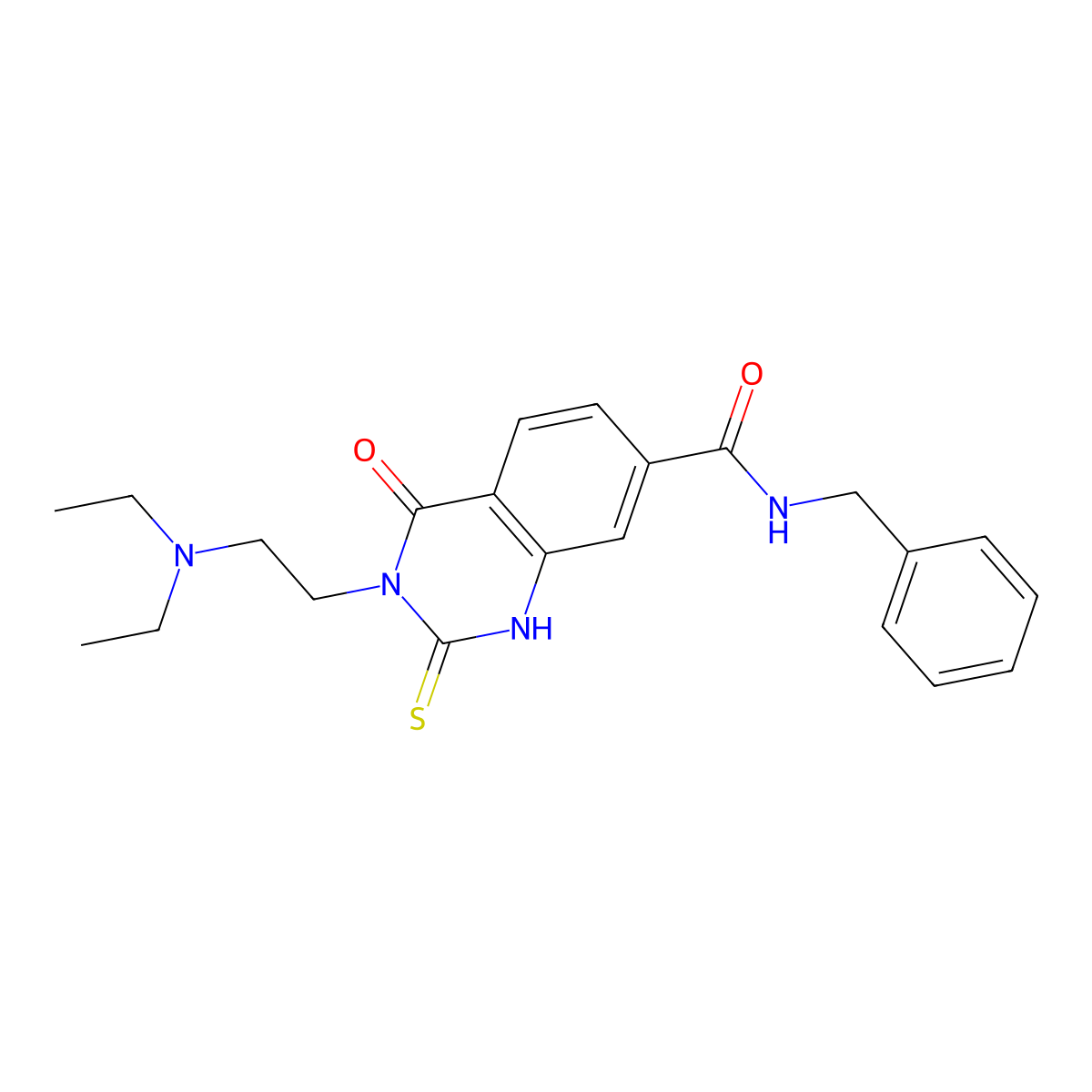 N-benzyl-3-(2-(diethylamino)ethyl)-4-oxo-2-thioxo-1,2,3,4-tetrahydroquinazoline-7-carboxamide molecular structure, CAS 422528-75-4