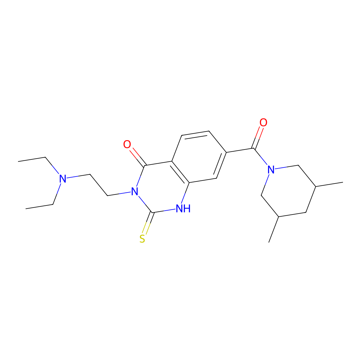 3-(2-(diethylamino)ethyl)-7-(3,5-dimethylpiperidine-1-carbonyl)-2-thioxo-2,3-dihydroquinazolin-4(1H)-one molecular structure, CAS 422528-92-5