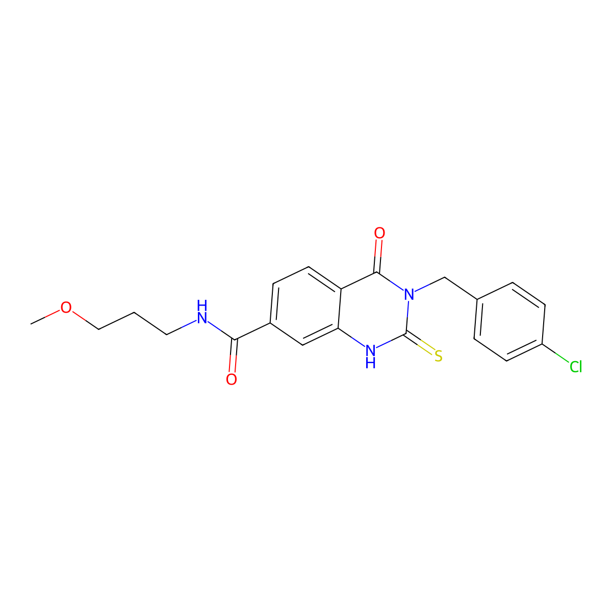 3-[(4-chlorophenyl)methyl]-N-(3-methoxypropyl)-4-oxo-2-sulfanylidene-1H-quinazoline-7-carboxamide molecular structure, CAS 422528-97-0
