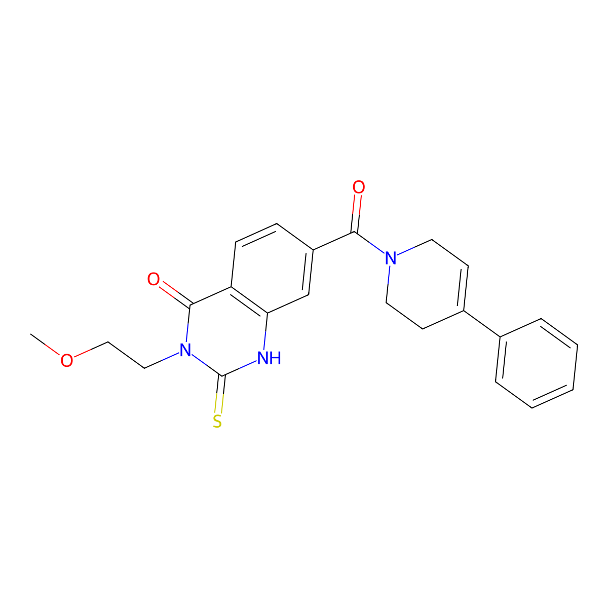 3-(2-methoxyethyl)-7-(4-phenyl-1,2,3,6-tetrahydropyridine-1-carbonyl)-2-thioxo-2,3-dihydroquinazolin-4(1H)-one molecular structure, CAS 422529-02-0