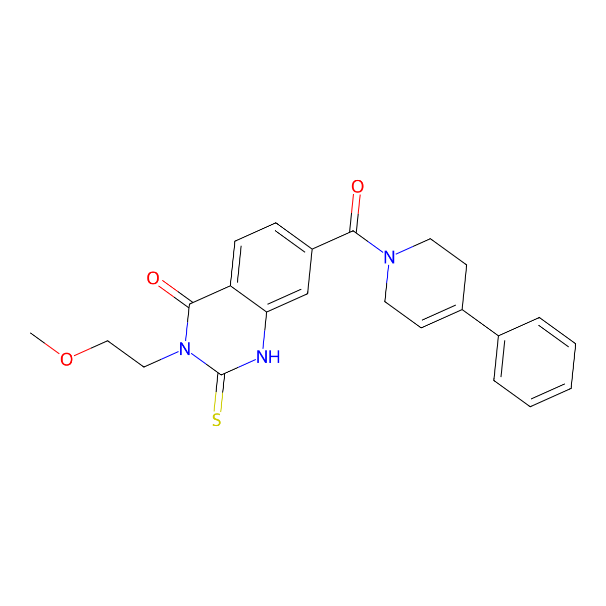 3-(2-methoxyethyl)-7-(4-phenyl-1,2,3,6-tetrahydropyridine-1-carbonyl)-2-thioxo-2,3-dihydroquinazolin-4(1H)-one molecular structure, CAS 422529-02-0