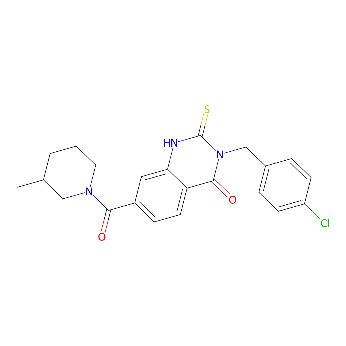 3-[(4-chlorophenyl)methyl]-7-(3-methylpiperidine-1-carbonyl)-2-sulfanylidene-1H-quinazolin-4-one molecular structure, CAS 422529-18-8