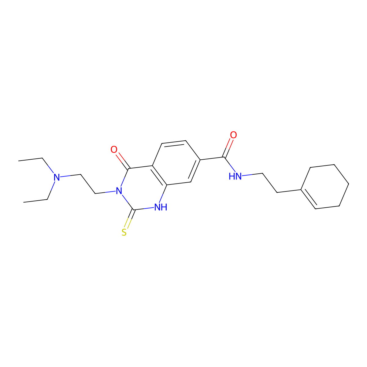 N-[2-(cyclohex-1-en-1-yl)ethyl]-3-[2-(diethylamino)ethyl]-4-oxo-2-sulfanylidene-1,2,3,4-tetrahydroquinazoline-7-carboxamide molecular structure, CAS 422529-23-5