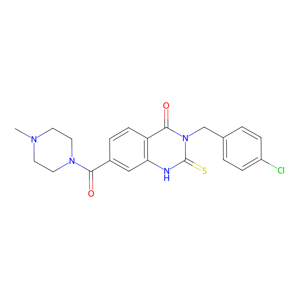 3-[(4-chlorophenyl)methyl]-7-(4-methylpiperazine-1-carbonyl)-2-sulfanylidene-1H-quinazolin-4-one molecular structure, CAS 422529-24-6