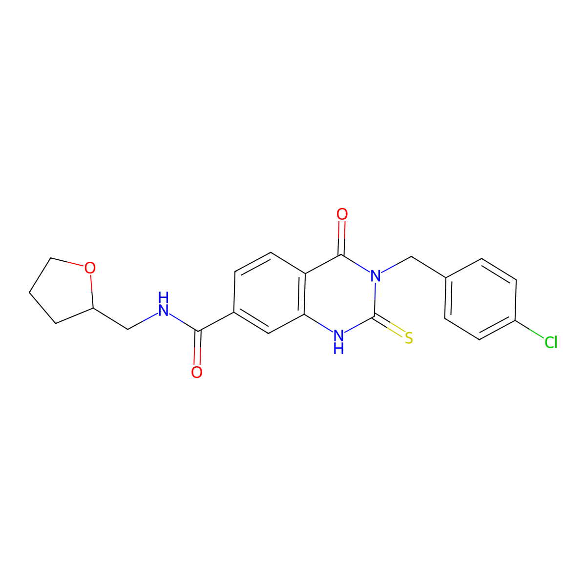 3-[(4-chlorophenyl)methyl]-4-oxo-N-(oxolan-2-ylmethyl)-2-sulfanylidene-1H-quinazoline-7-carboxamide molecular structure, CAS 422529-26-8