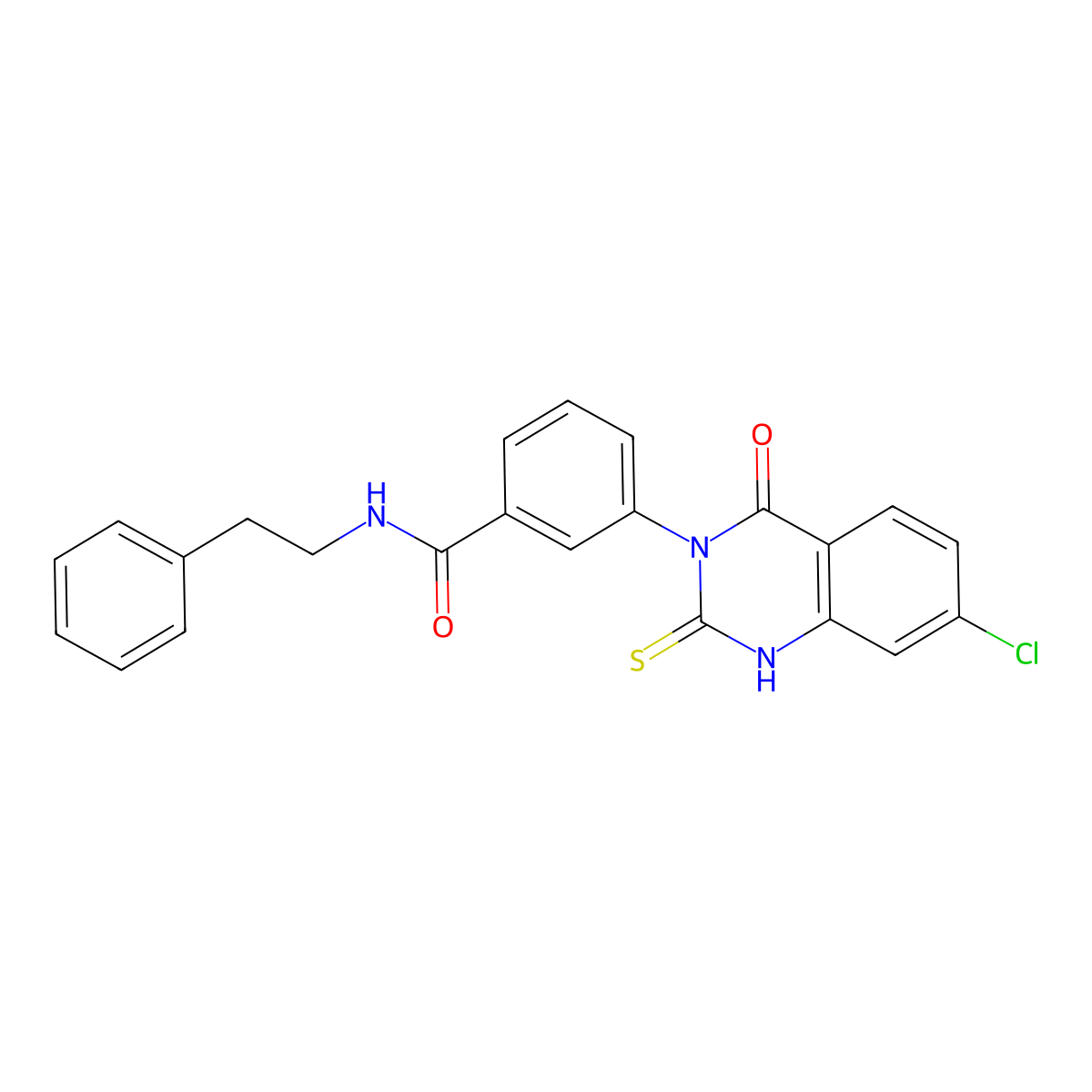 3-(7-chloro-4-oxo-2-thioxo-1,2-dihydroquinazolin-3(4H)-yl)-N-phenethylbenzamide molecular structure, CAS 422529-37-1