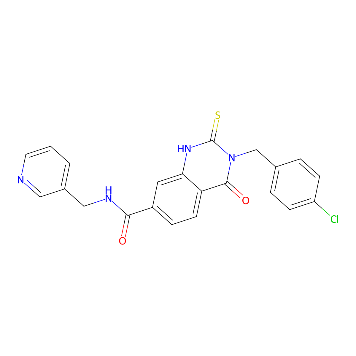3-[(4-chlorophenyl)methyl]-4-oxo-N-(pyridin-3-ylmethyl)-2-sulfanylidene-1H-quinazoline-7-carboxamide molecular structure, CAS 422529-39-3