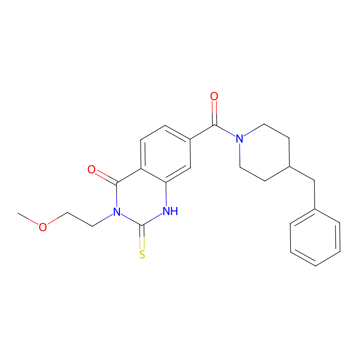 7-(4-benzylpiperidine-1-carbonyl)-3-(2-methoxyethyl)-2-sulfanylidene-1H-quinazolin-4-one molecular structure, CAS 422529-43-9