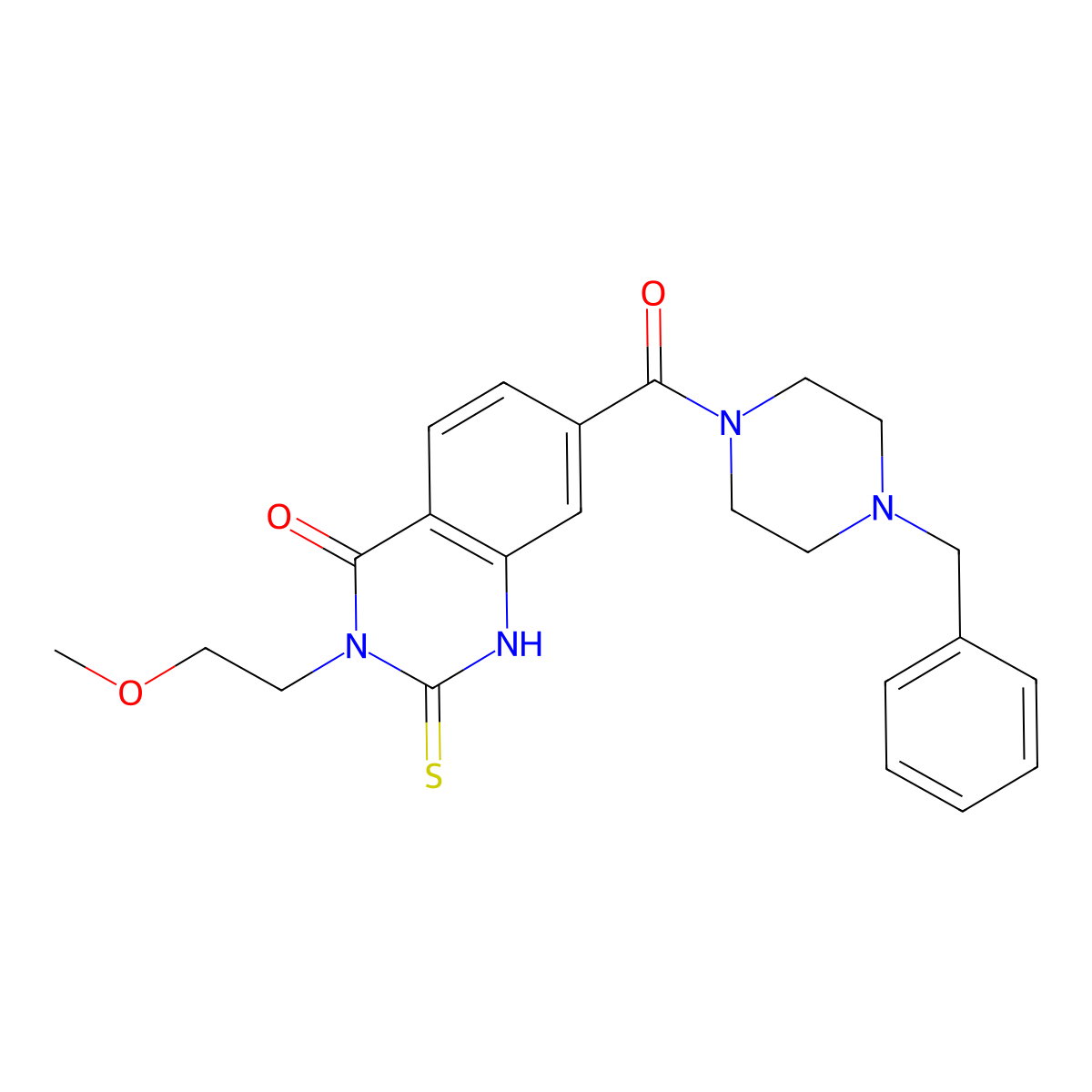 7-(4-benzylpiperazine-1-carbonyl)-3-(2-methoxyethyl)-2-sulfanylidene-1H-quinazolin-4-one molecular structure, CAS 422529-47-3