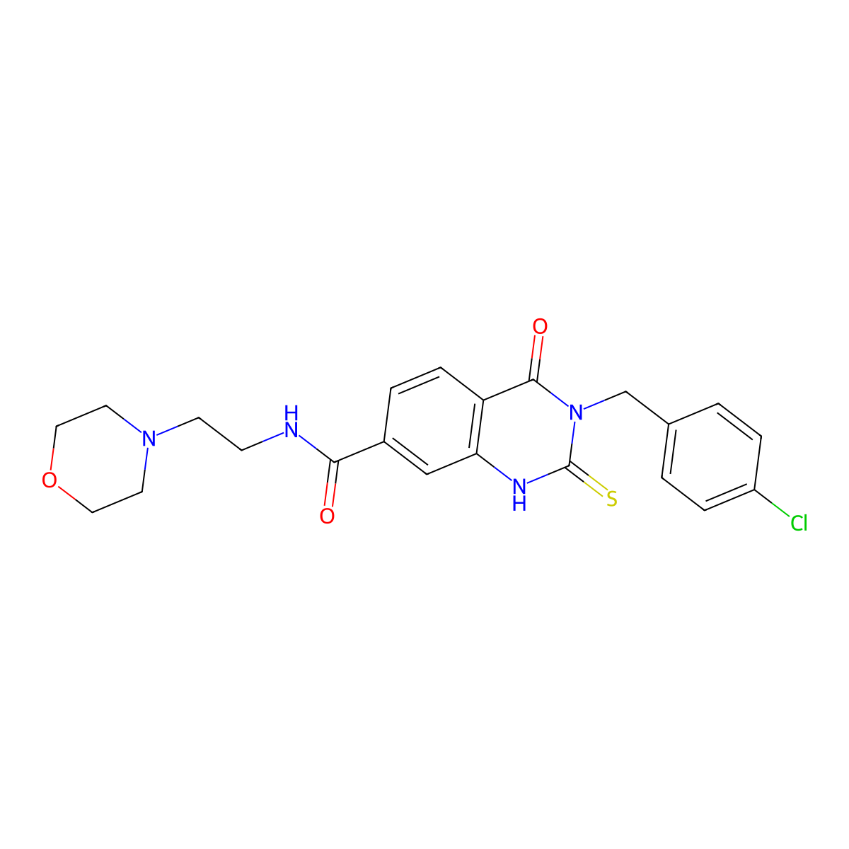 3-[(4-chlorophenyl)methyl]-N-(2-morpholin-4-ylethyl)-4-oxo-2-sulfanylidene-1H-quinazoline-7-carboxamide molecular structure, CAS 422529-91-7