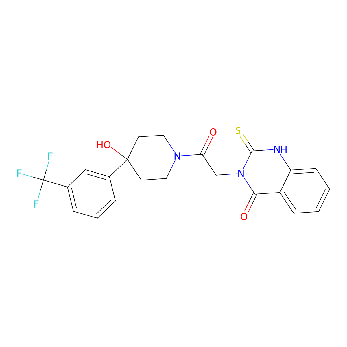 3-(2-(4-hydroxy-4-(3-(trifluoromethyl)phenyl)piperidin-1-yl)-2-oxoethyl)-2-thioxo-2,3-dihydroquinazolin-4(1H)-one molecular structure, CAS 422530-01-6