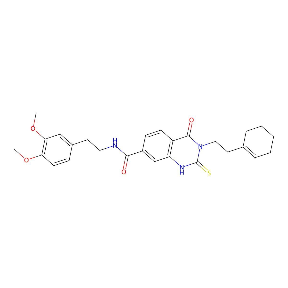 3-[2-(cyclohexen-1-yl)ethyl]-N-[2-(3,4-dimethoxyphenyl)ethyl]-4-oxo-2-sulfanylidene-1H-quinazoline-7-carboxamide molecular structure, CAS 422530-34-5