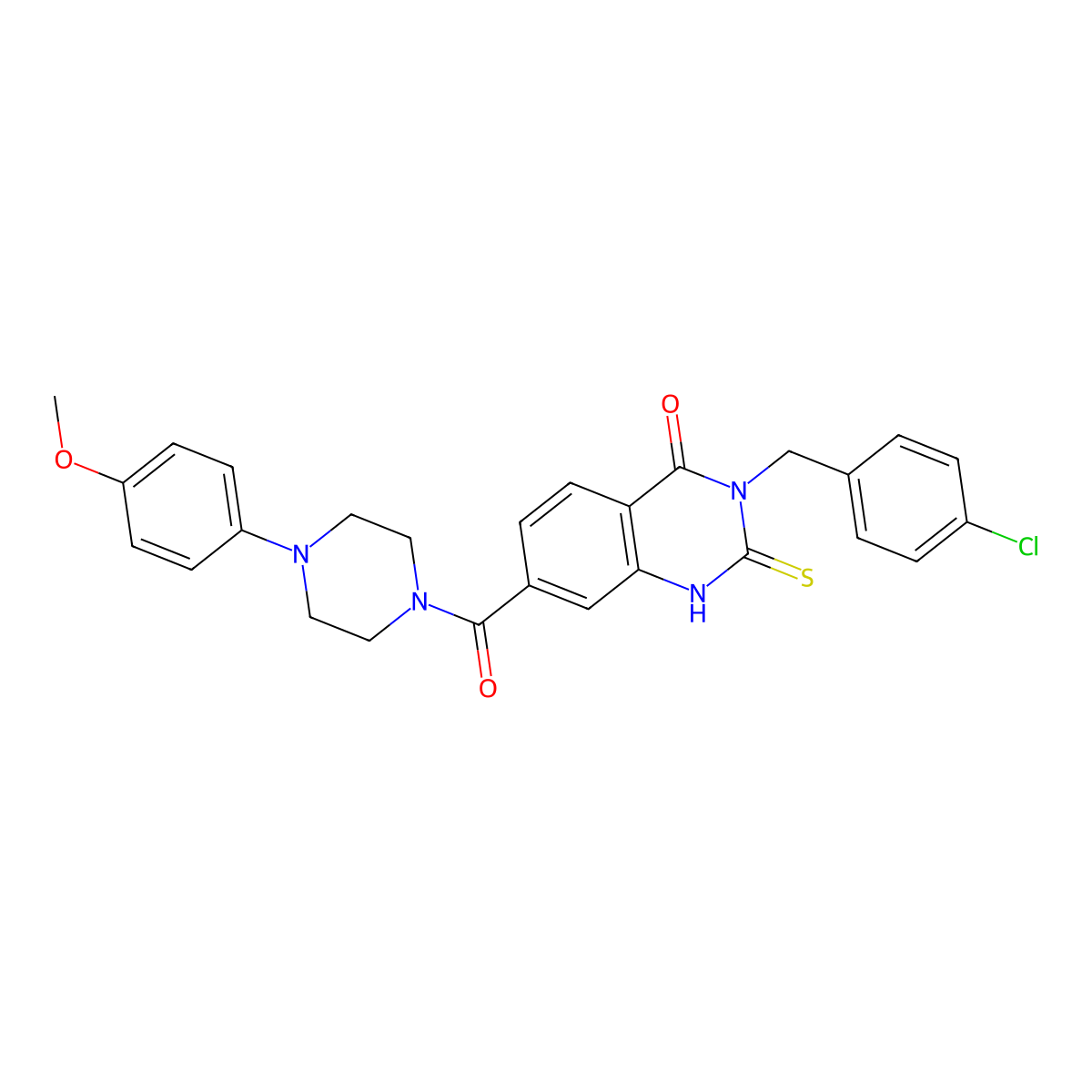 3-[(4-Chlorophenyl)methyl]-7-[4-(4-methoxyphenyl)piperazine-1-carbonyl]-2-sulfanylidene-1,2,3,4-tetrahydroquinazolin-4-one molecular structure, CAS 422530-53-8