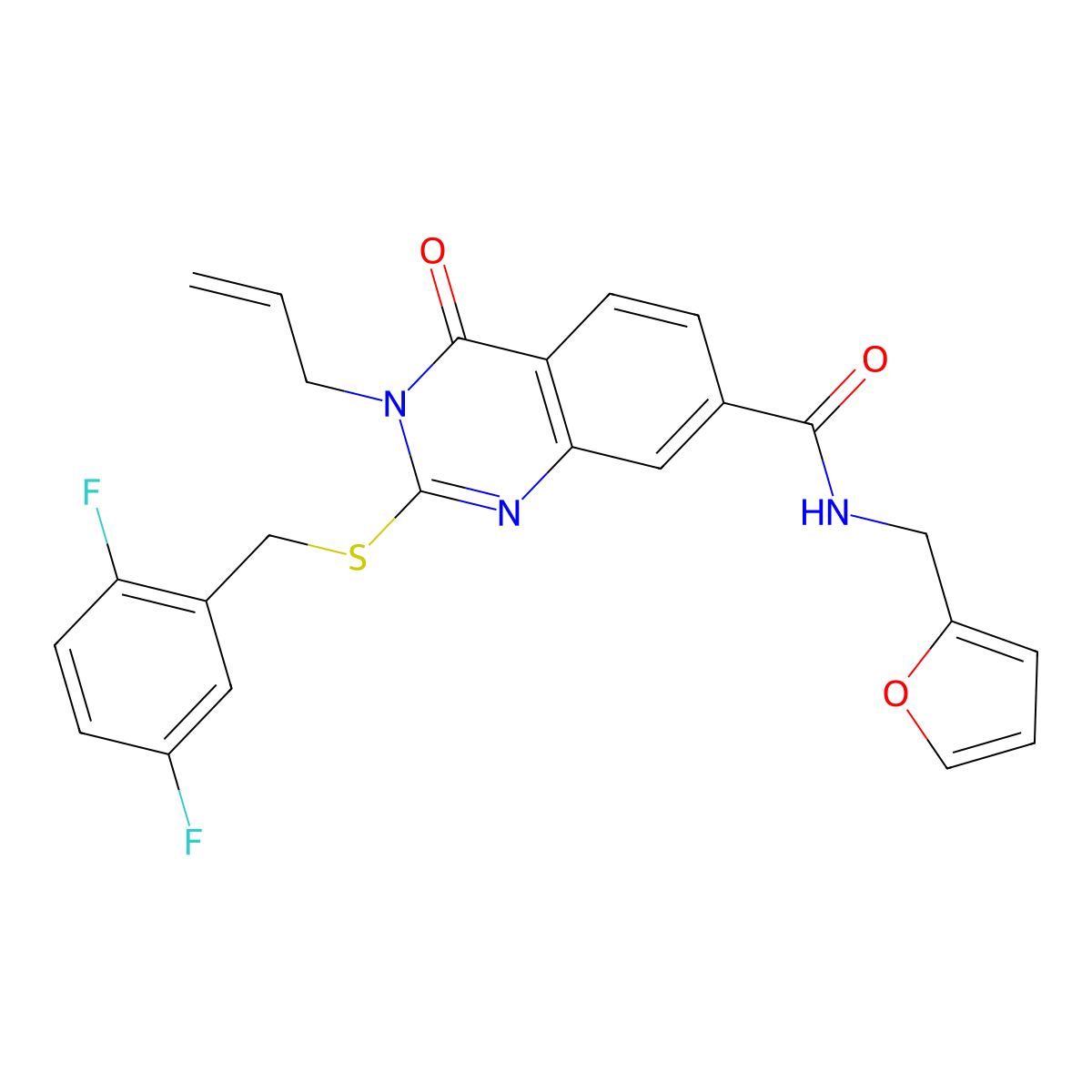 2-[(2,5-difluorophenyl)methylsulfanyl]-N-(furan-2-ylmethyl)-4-oxo-3-prop-2-enylquinazoline-7-carboxamide molecular structure, CAS 422530-89-0