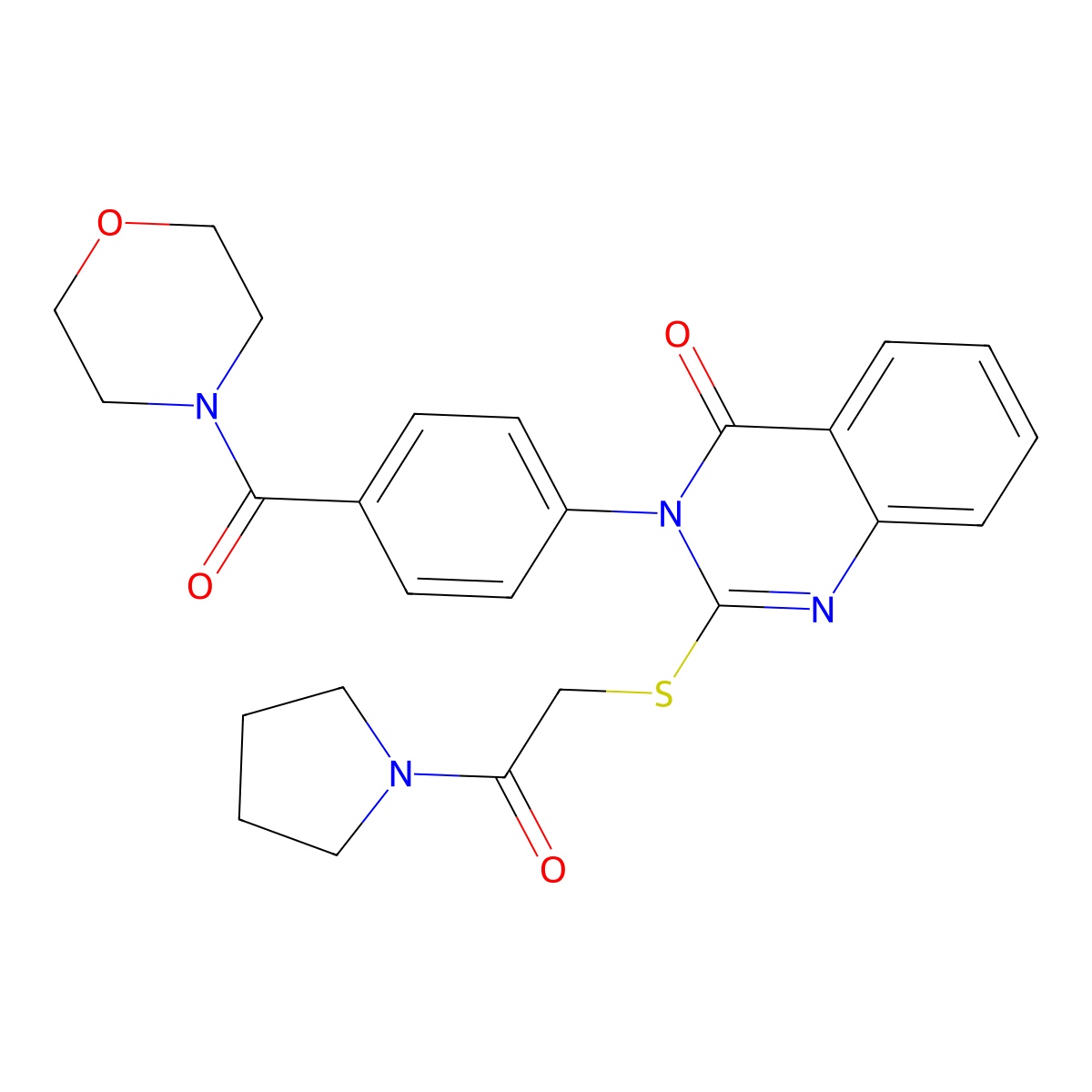 3-[4-(Morpholine-4-carbonyl)phenyl]-2-(2-oxo-2-pyrrolidin-1-ylethyl)sulfanylquinazolin-4-one molecular structure, CAS 422531-07-5