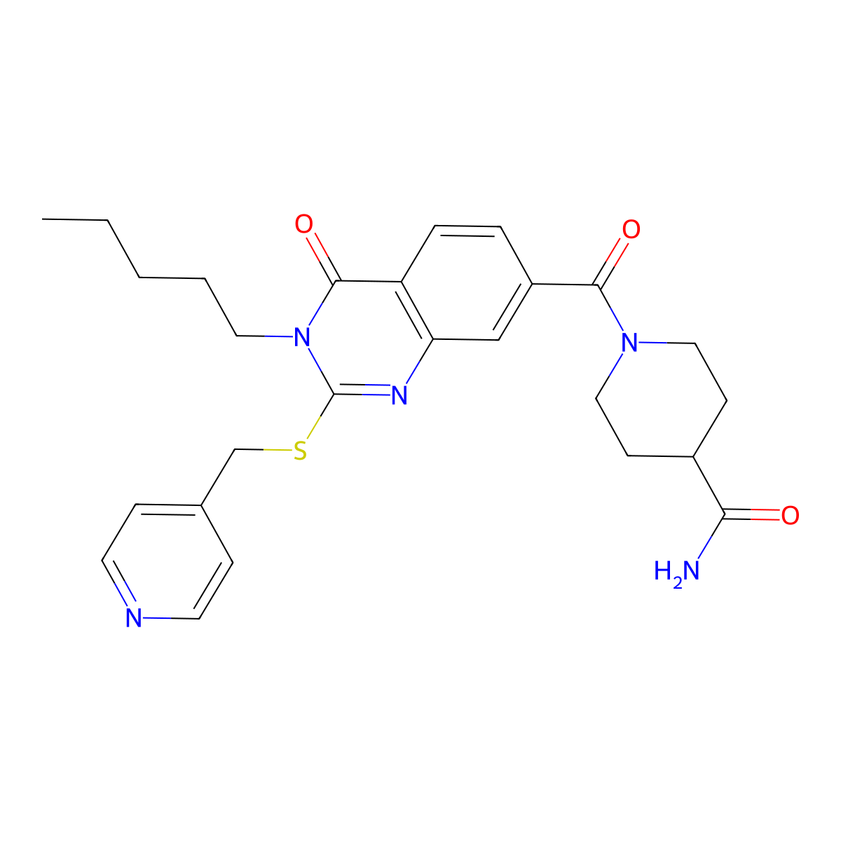 1-[4-Oxo-3-pentyl-2-(pyridin-4-ylmethylsulfanyl)quinazoline-7-carbonyl]piperidine-4-carboxamide molecular structure, CAS 422531-23-5