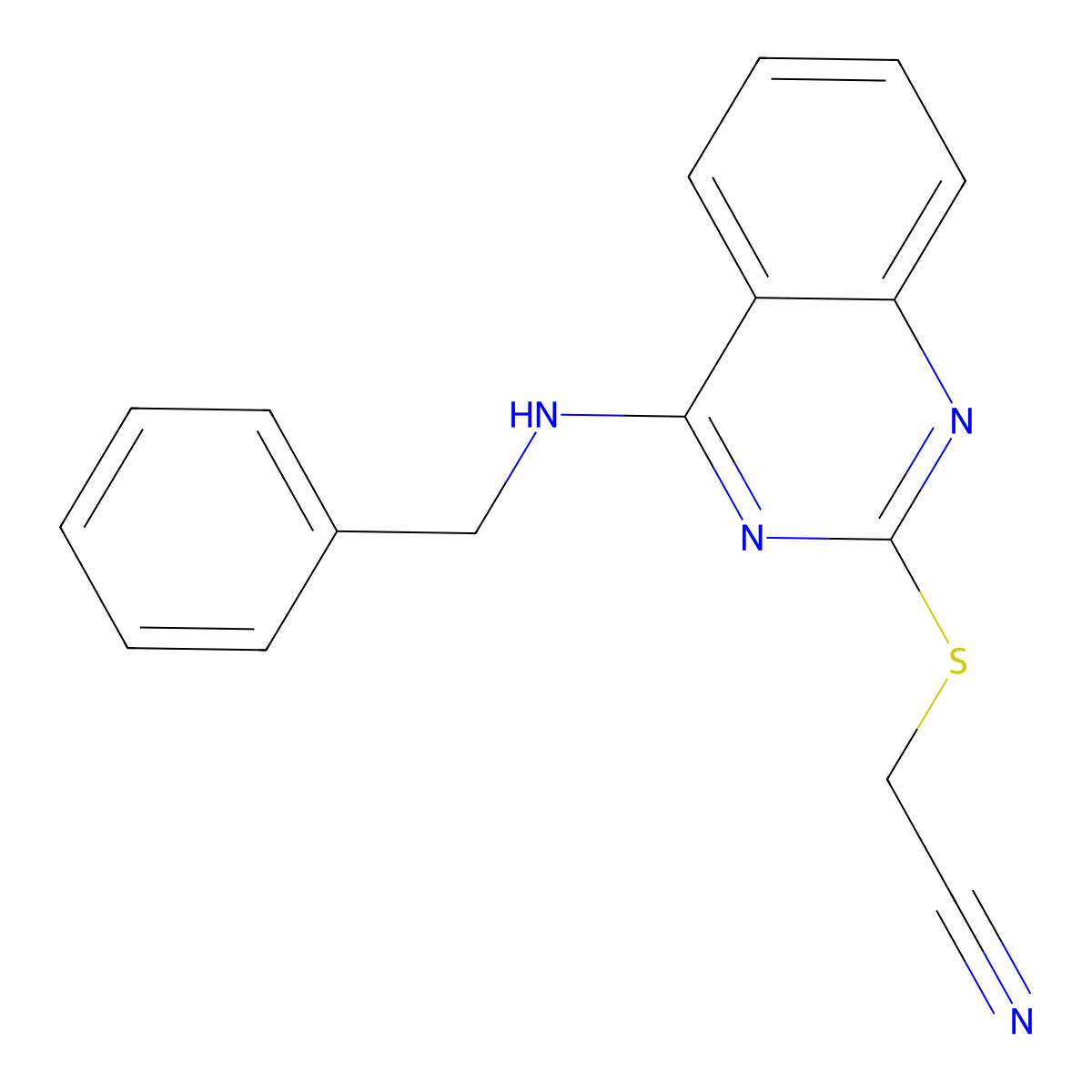 2-[4-(Benzylamino)quinazolin-2-yl]sulfanylacetonitrile molecular structure, CAS 422531-80-4