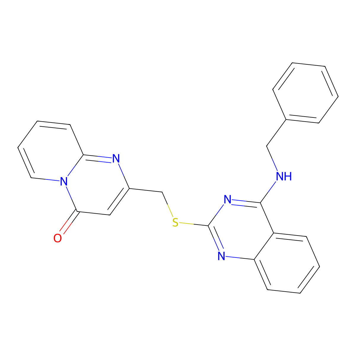 2-[[4-(Benzylamino)quinazolin-2-yl]sulfanylmethyl]pyrido[1,2-a]pyrimidin-4-one molecular structure, CAS 422531-83-7