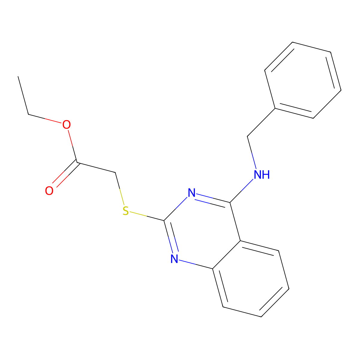 Ethyl 2-[4-(benzylamino)quinazolin-2-yl]sulfanylacetate molecular structure, CAS 422531-84-8