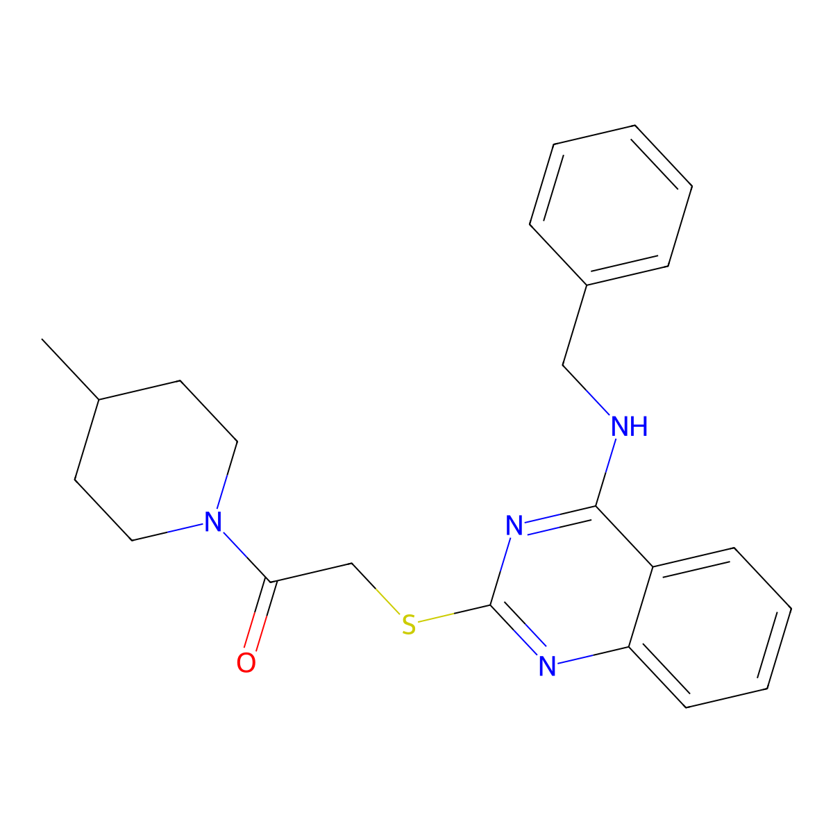 2-[4-(Benzylamino)quinazolin-2-yl]sulfanyl-1-(4-methylpiperidin-1-yl)ethanone molecular structure, CAS 422531-85-9