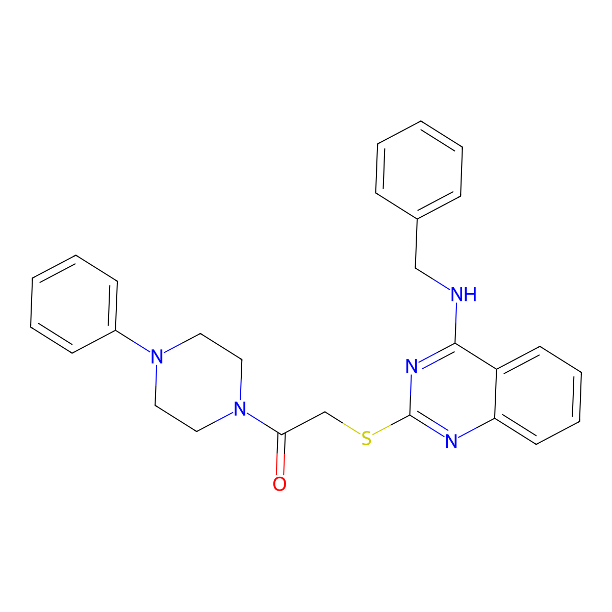 2-((4-(Benzylamino)quinazolin-2-yl)thio)-1-(4-phenylpiperazin-1-yl)ethanone molecular structure, CAS 422531-88-2