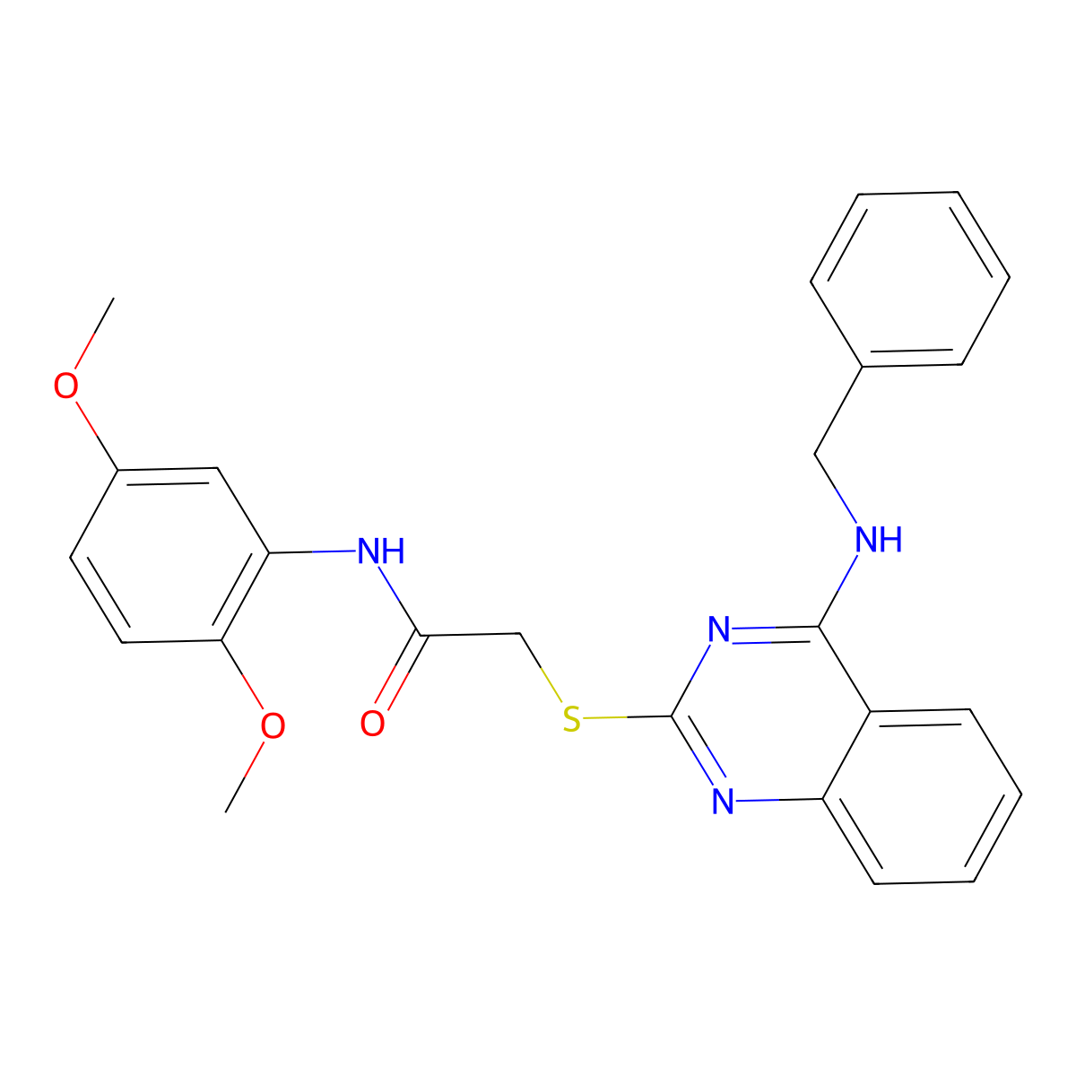 2-[4-(benzylamino)quinazolin-2-yl]sulfanyl-N-(2,5-dimethoxyphenyl)acetamide molecular structure, CAS 422531-92-8