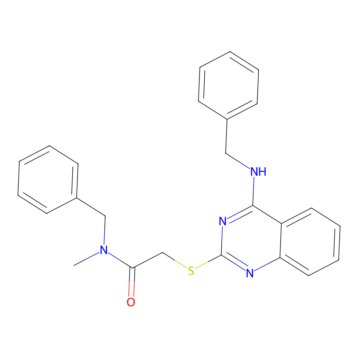 N-benzyl-2-[4-(benzylamino)quinazolin-2-yl]sulfanyl-N-methylacetamide molecular structure, CAS 422531-95-1