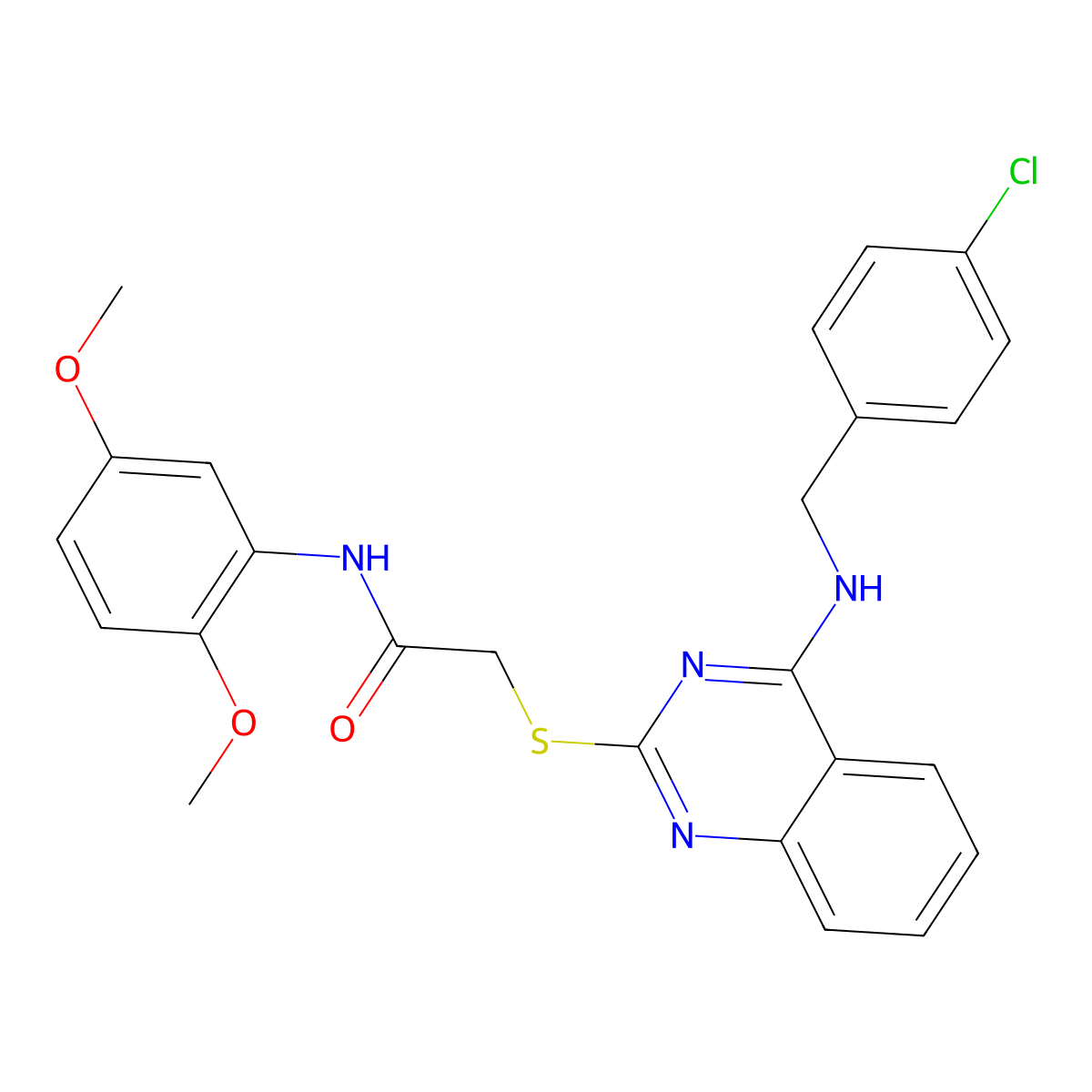 2-[4-[(4-chlorophenyl)methylamino]quinazolin-2-yl]sulfanyl-N-(2,5-dimethoxyphenyl)acetamide molecular structure, CAS 422532-17-0