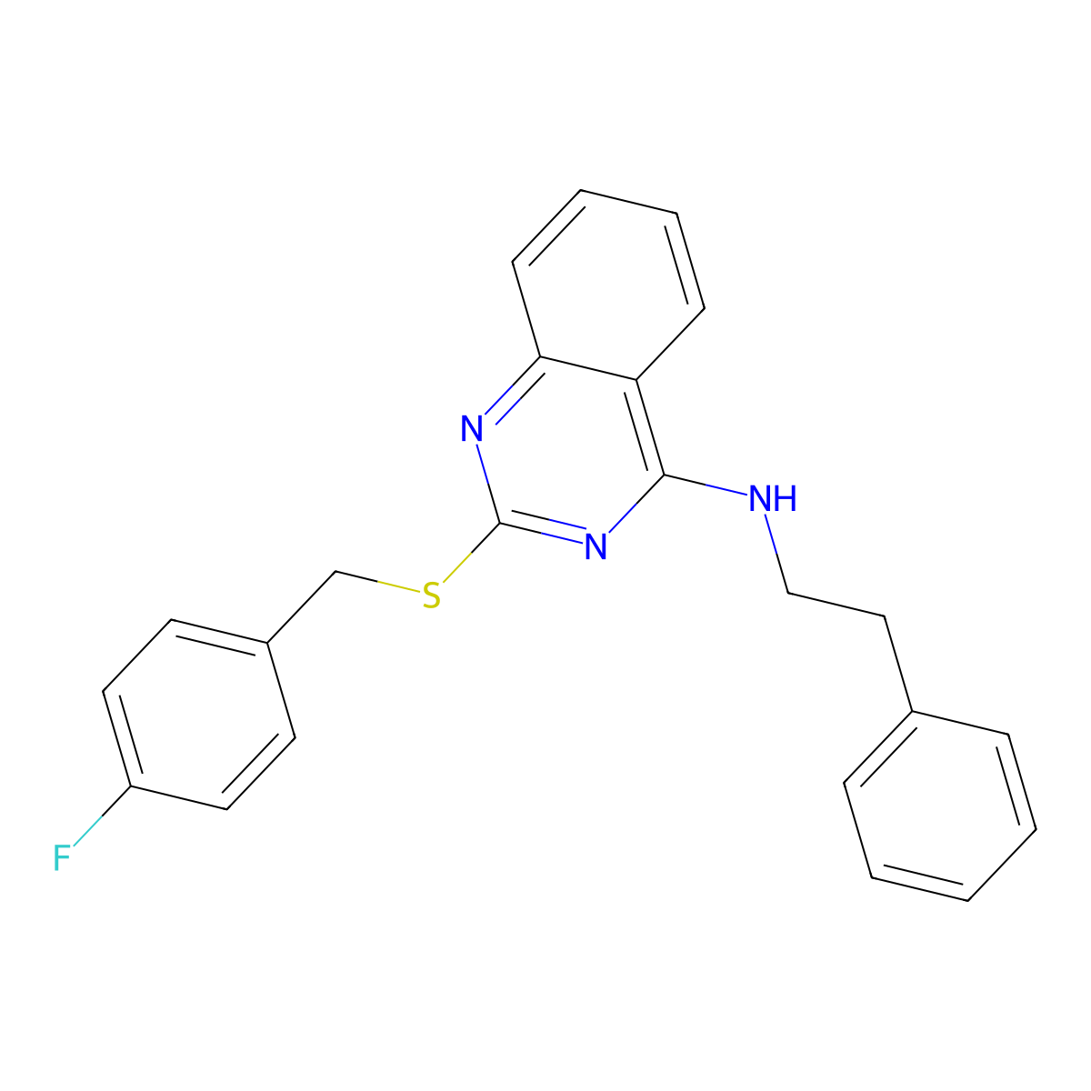2-{[(4-fluorophenyl)methyl]sulfanyl}-N-(2-phenylethyl)quinazolin-4-amine molecular structure, CAS 422532-33-0